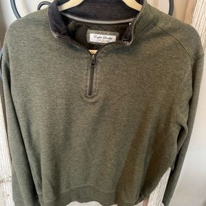 English Laundry Olive Green Quarter Zip Pullover Mens L Stretch Sweater